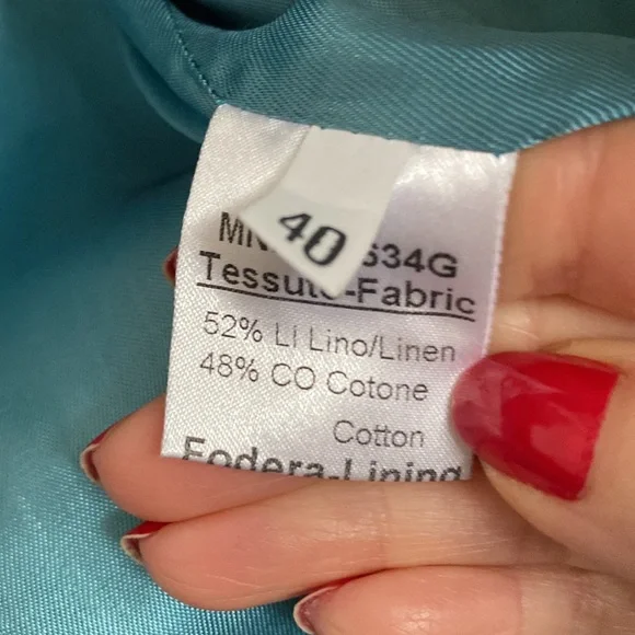 Michele NegriMade in Italy Linen / Cotton / Leather Herringbone Blazer